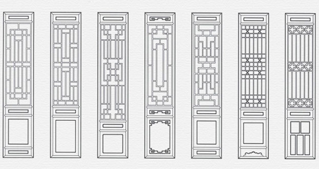 五营常用中式仿古花窗图案隔断设计图